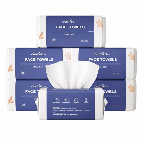 Vista 11 de Ourmed Life Toallas faciales desechables biodegradables limpias para piel sensible, paños faciales sin pelusa para removedor de maquillaje, cuidado