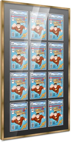 Vista 60 de Poster Palooza Marco de cómics con paspartú para 1 cómic de grado CGC, CBCS o PGX, marco de cómic de bronce para cómic de 8.125 x 13 pulgadas