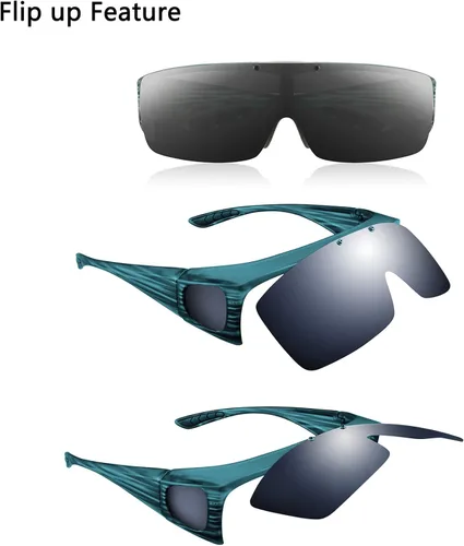Vista 3 de BrGuras Lentes de sol polarizados Fit Over para hombres y mujeres