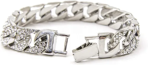 Vista 4 de Bling Hip Hop - Colgante de lujo cubierto con diamantes de imitación transparentes, pulsera cubana helada y juego de regalo de anillo brillante