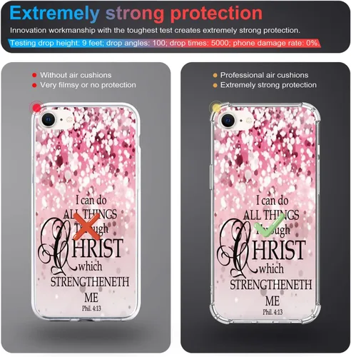 Vista 2 de Funda protectora para iPhone SE 3 / SE 2/7/8 con versículo bíblico [ajuste delgado y cobertura completa] parachoques compatible con teléfono 8/7/SE