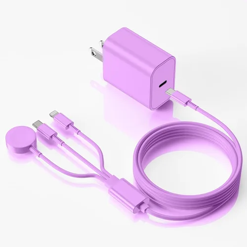 Vista 21 de Cargador de Apple Watch mejorado, cargador rápido magnético, adaptador de enchufe USB C con cable de carga rápida inalámbrico portátil de 3 pies