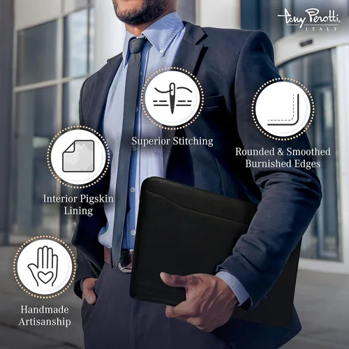 Vista 5 de Tony Perotti Portafolio de cuero italiano para hombres y mujeres – 8.5 x 11 pulgadas de cuero genuino – Padfolio profesional de negocios