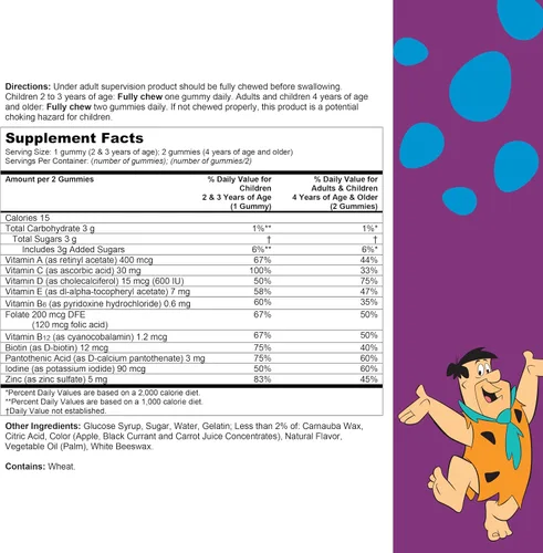 Vista 7 de Gomitas Completas de Vitaminas Flintstones, Vitaminas para Niños con Vitamina C para Pequeñitos y Niños, Multivitamínico para Niños con Vitamina A