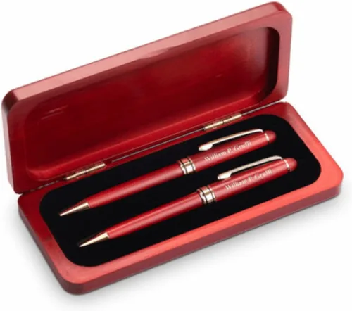 Vista 2 de Executive Gift Shoppe Elegance Collection - Juego de bolígrafos y lápices personalizados con acabado cereza para graduados