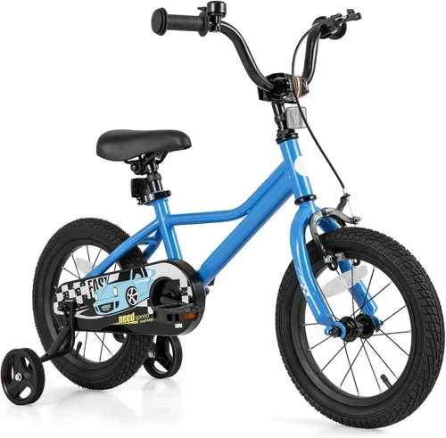 Vista 9 de BABY JOY Bicicleta para niños, 12, 14, 16, 18 pulgadas, bicicleta deportiva con ruedas de entrenamiento extraíbles, frenos de mano y posavasos