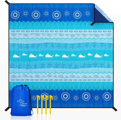 Vista 12 de OCOOPA Diveblues - Manta de playa impermeable a prueba de arena, 10 x 9 pies, extragrande, suave y duradera, sin arena, ligera y portátil, perfecta