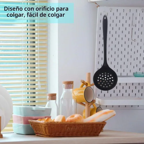 Vista 7 de 77L Cuchara ranurada, espumadera con ranuras, cuchara ranurada resistente al calor, cuchara de silicona antiadherente de una pieza sin costuras