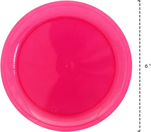Vista 2 de Party Essentials Platos redondos de plástico duro para fiesta/postre de 6 pulgadas, rosa neón, 20