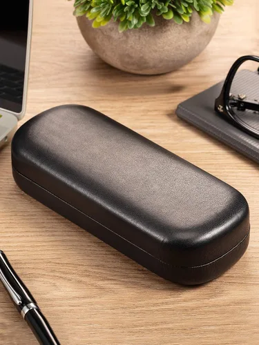 Vista 6 de Estuche rígido para lentes, 3 piezas, color negro, portátil, para gafas, tamaño de bolsillo, para hombres, mujeres y estudiantes, como se muestra