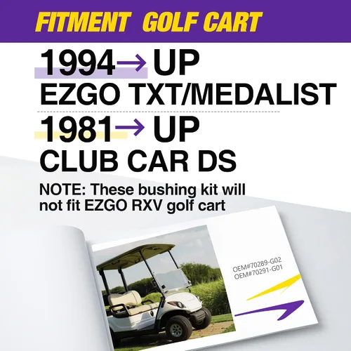 Vista 4 de EZGO TXT Kit de bujes de resorte, grilletes de resorte de hoja de carrito de golf, manguito de buje de poliuretano para EZGO TXT/Medalist 1994