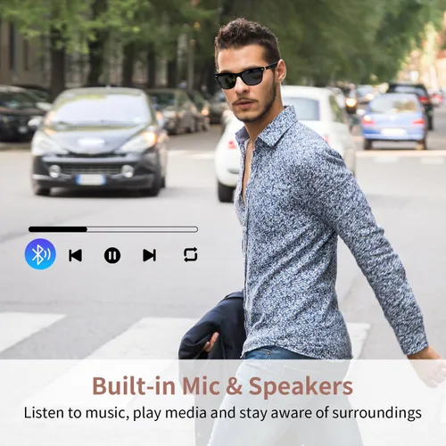 Vista 6 de Lentes inteligentes para hombres y mujeres, lentes de sol inteligentes para deportes al aire libre Open-Ear, UV Protection Polarized Bluetooth