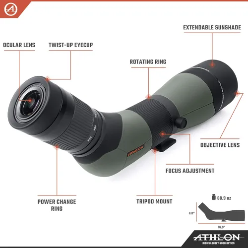 Vista 3 de Athlon Optics Argos HD 20-60x85 - Alcance de detección - 45 grados, verde/negro