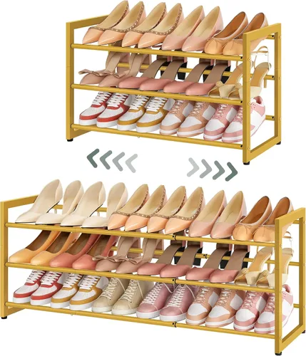 Vista 13 de FAVOOSTY Zapatero Expandible de 2 Niveles, Estante Ajustable para Zapatos Organizador de Almacenamiento que Ahorra Espacio de Metal Independiente
