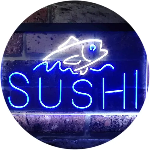 Vista 31 de ADVPRO Sushi Fish Sashimi Restaurant - Letrero de neón LED de doble color, azul y rojo, 12 x 8.5 pulgadas, st6s32-i3334-br