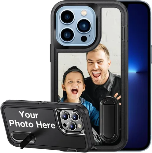 Vista 17 de Funda personalizada para iPhone 13, soporte incorporado/función atril, protección resistente a los arañazos, cubierta de fotos personalizada