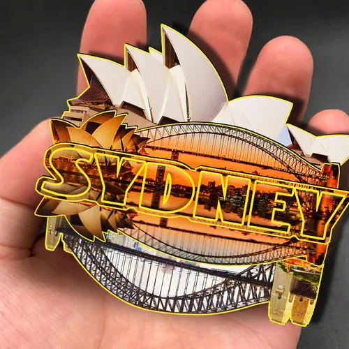 Vista 4 de Imán de madera de Sydney Australia 3D para nevera, recuerdos coleccionables, decoración hecha a mano, artesanías 4