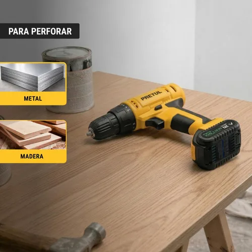 Vista 5 de Taladro inalámbrico, batería de iones de litio 12 V Pretul