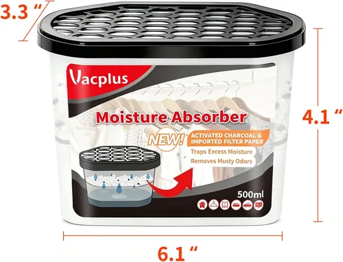Vista 8 de Vacplus Absorbedor de humedad, 10.5 onzas, fuerte absorción, carbón