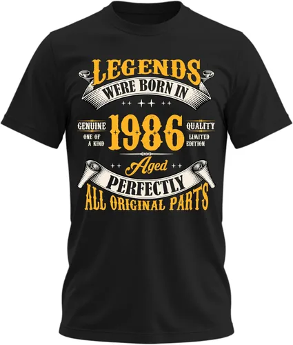 Vista 12 de Camiseta de cumpleaños para hombre, leyendas nacieron en 19XX, camiseta Negro