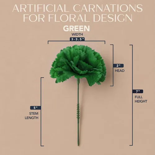 Vista 2 de Royal Imports Flores artificiales de clavel para bodas - Verde100pk
