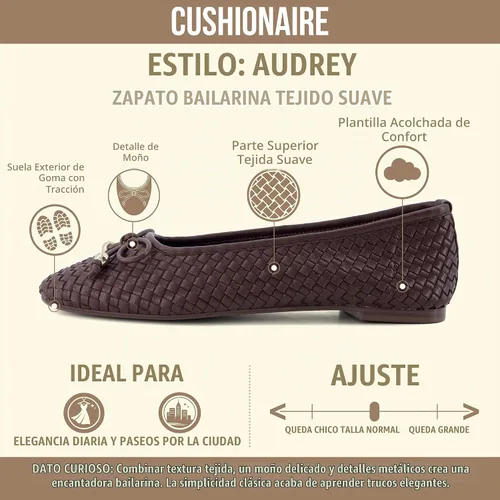 Vista 4 de CUSHIONAIRE Zapatillas de ballet tejidas Audrey para mujer Marrón