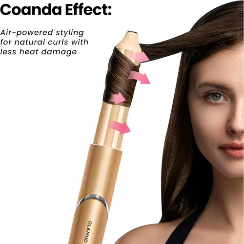 Vista 2 de GLAMUP Rizador de aire flexible 5 en 1 – Secador avanzado de alta velocidad, estilizador mágico con agarre apretado, herramienta de viaje de secado
