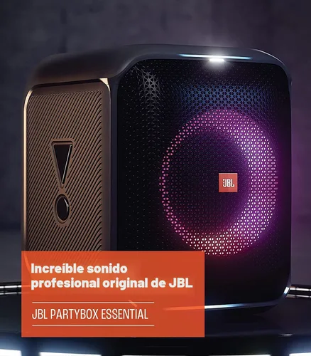 Vista 2 de JBL Partybox Encore Essential: sonido de 100 W, espectáculo de luz dinámico integrado y diseño a prueba de salpicaduras, color negro