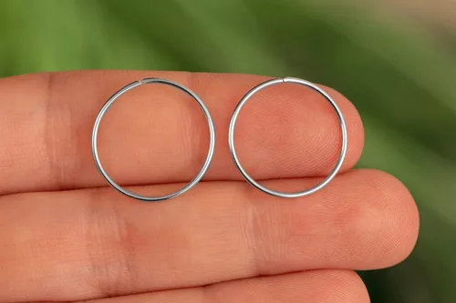 Vista 102 de Aretes de aro de oro de plata – Aretes de aro para mujer, dos piezas de aros de plata fina rellenos de oro, aro de hélice, anillo de tragus, aro