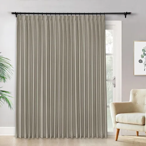 Vista 23 de Macochico Cortinas opacas de lino plisadas para oscurecer la habitación, panel con aislamiento térmico para dormitorio, sala de estar, sala
