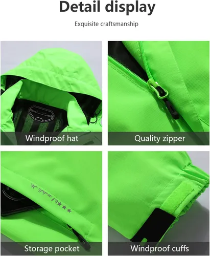 Vista 3 de Chaqueta impermeable para hombre, rompevientos, ligera, con capucha desmontable
