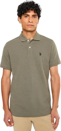 Vista 66 de Polo de piqué de algodón sólido para hombre con pequeño Pony Gris jaspeado