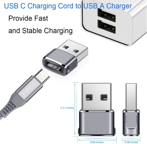 Vista 2 de QCEs Adaptador USB a USB C, 2 unidades USB-C hembra a USB macho convertidor de cargador para iPhone 17/16/15/14/13/12/11 Pro Max CarPlay, Apple
