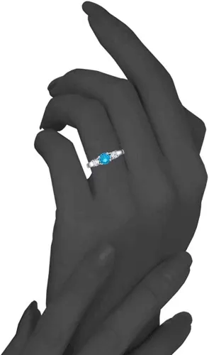 Vista 2 de AILAAILA Anillos de piedra natal, tamaño 1-10, circonita cúbica, acero inoxidable, cumpleaños, madre, hija, regalos para niñas y mujeres, Metal