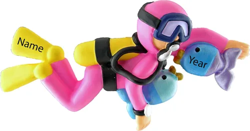 Vista 2 de Adorno de Navidad de buceo personalizado 2024, regalo de buceo, adorno de buceo, regalo de buceo, figura de buceo, adorno de natación, accesorios