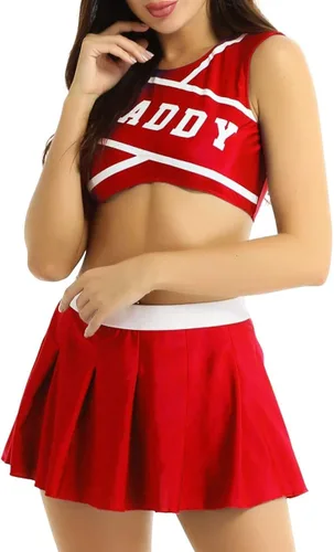 Vista 3 de YiZYiF Conjunto de uniforme de animadora con estampado de papá para mujer