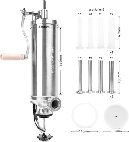 Vista 2 de Máquina de relleno vertical de acero inoxidable de 5 libras con 8 embudos de relleno y 1 pistón de silicona