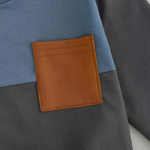 Vista 3 de Ayalinggo Conjunto de sudadera con cuello redondo y bloques de color para bebé y niño pequeño