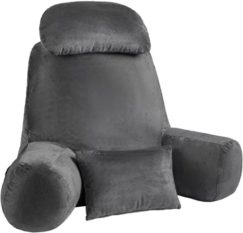 Vista 13 de NOONTIDE Almohada de lectura para adultos sentados en la cama: almohada de espalda extragrande de 32 pulgadas con rollo de cuello desmontable