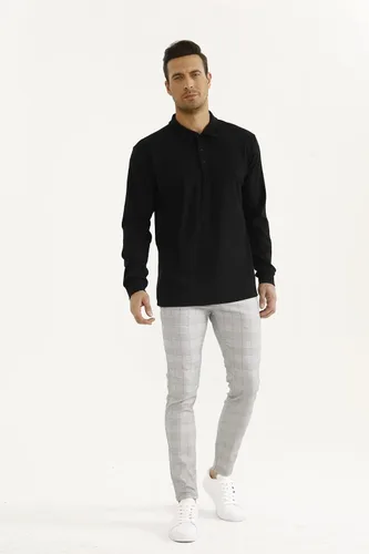 Vista 9 de GINGTTO Polo y suéter de manga larga para hombre ajuste delgado elástico casual elegante con botones