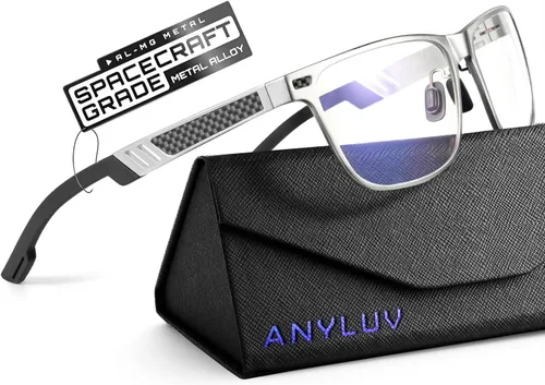 Vista 32 de ANYLUV Blue Light Blocking Glasses Men Computer Gaming Glasses Lightweight Al-Mg Metal Anti Eyestrain Eye Protection