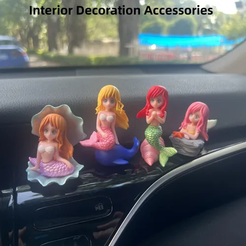 Vista 8 de Figuras de sirena en miniatura, accesorios de jardín de hadas de sirena para manualidades, terrario, decoración de paisaje de musgo en miniatura