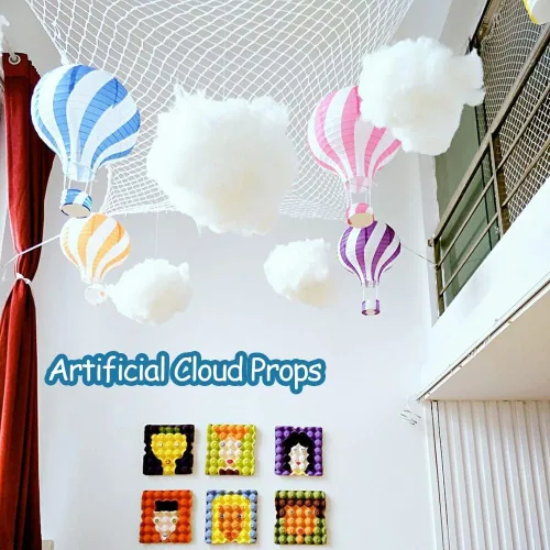Vista 3 de tchrules Decoración de nube de simulación de algodón, accesorios de nubes artificiales 3D, nubes para techo, decoración de nube, decoración de nube