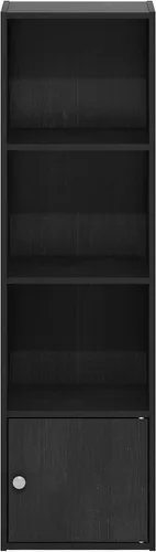Vista 7 de Furinno Luder Estantería con armario de almacenamiento de 1 puerta, madera negra