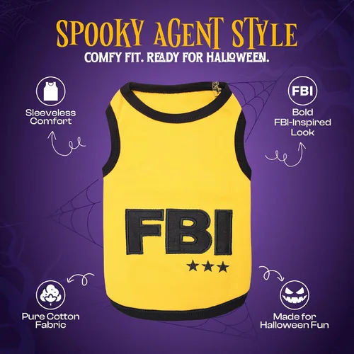 Vista 2 de Camiseta para Perro Parisian Pet - Camiseta Bordada FBI - 100% Algodón, Ropa Transpirable para Perros - Chaleco para Mascotas Sin Mangas - Camisas
