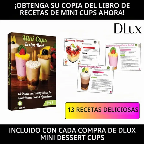 Vista 3 de DLux 100 x 2oz Tazas Cuadradas Mini de Postre con Cucharas y Tapas, Taza de Plástico Transparente para Aperitivos Parfait - Pequeño Cuenco