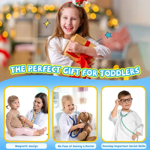 Vista 8 de Kit de médico para niños, 36 piezas de juego de doctor para niños pequeños de 3 a 5 años con bolsa de almacenamiento médico y estetoscopio real