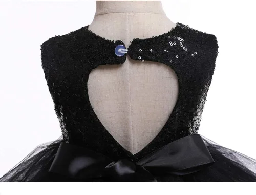 Vista 3 de Vestido de princesa tutú de tul para niña, boda, concurso, fiesta, bebé, lentejuelas sin espalda, encaje floral, recién nacido, 7 años