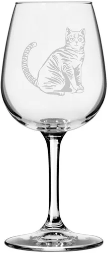 Vista 35 de Copa de vino de 12.75 onzas con temática de gato abisinio grabada para todo uso