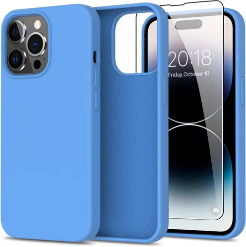 Vista 28 de bemal Funda para iPhone 14 Pro con protector de pantalla, silicona líquida de ajuste delgado, forro de microfibra suave, diseñada para mujeres